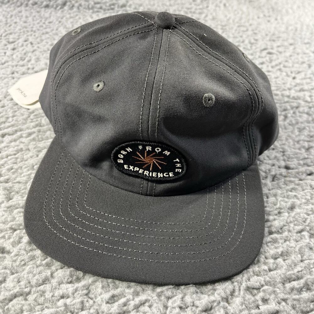 NWT Prana Gazin Patch Hat Charcoal Grey Born From Experience Snapback Flat Brim
